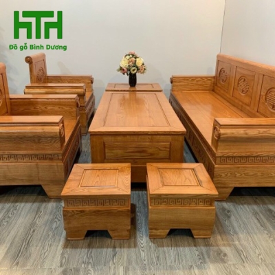 SALON GỖ SỒI MẪU PHÁO LAU HƯƠNG 