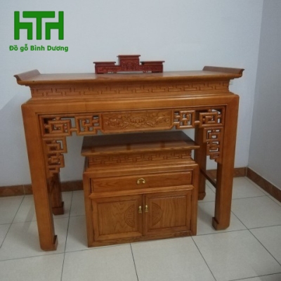 BÀN THỜ GỖ SỒI 1M27 LAU HƯƠNG 