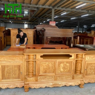 KỆ tTI VI GỖ GÕ ĐỎ MẪU  NHÔ CỘT NHO  2M2