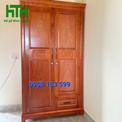 TỦ ÁO GỖ SỒI MÀU XOAN ĐÀO  2 CÁNH 