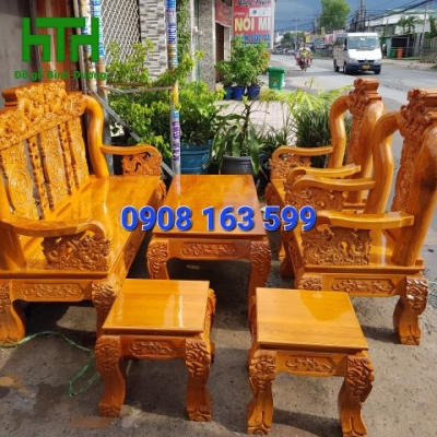 BÀN GHẾ GỖ SỒI TAY 12 MẪU RỒNG ĐỈNH 