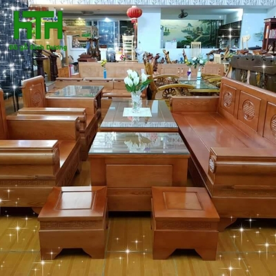 SALON GỖ SỒI NGA MẪU PHÁO LỚN MÀU XOAN 
