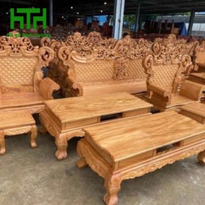 BỘ BÀN GHẾ PHÒNG KHÁCH GỖ GÕ ĐỎ MẪU HOÀNG GIA 
