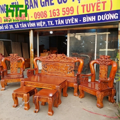 BỘ BÀN GHẾ TAY 12 GỖ TRÀM BÔNG VÀNG 