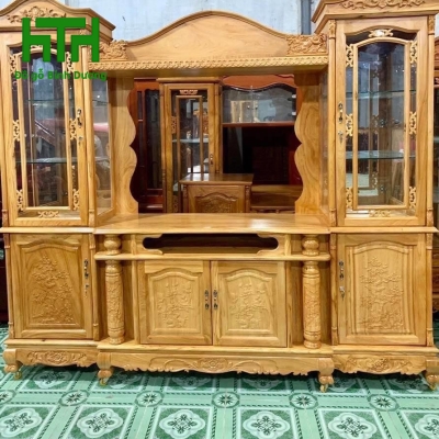KỆ TI VI TRANG TRÍ GỖ GÕ ĐỎ 2m4