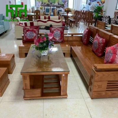 SALON GÓC 2M3 X 2M GỖ SỒI 