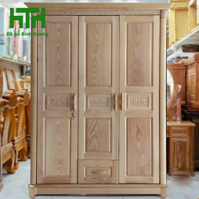 TỦ ÁO GỖ SỒI NHẬP 3 CÁNH 1M6 