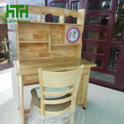 COMBO BÀN HỌC VÀ GHẾ GỖ CAO SU 1M 