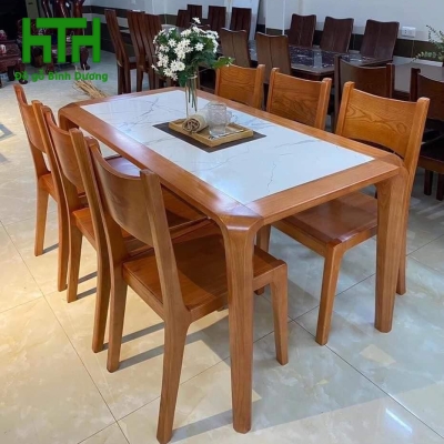 BỘ BÀN ĂN MẶT ĐÁ LAU HƯƠNG MẶT ĐÁ 6 GHẾ 