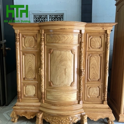 TỦ GÕ ĐỎ MẪU TRƠN 1m50  MÔ CONG 