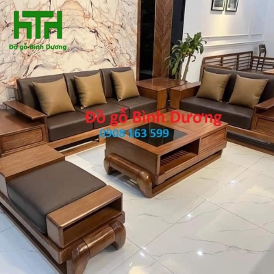 SOFA GỖ SỒI MẪU ĐÙI GÀ 2 VĂNG  VẾ TRÁI 