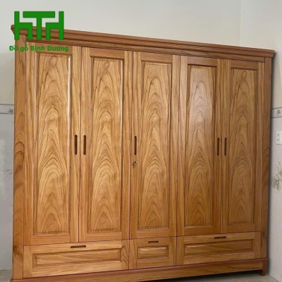 TỦ ÁO GỖ GÕ ĐỎ  5 CÁNH 2M4