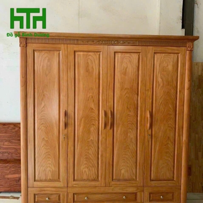 TỦ QUẦN ÁO GỖ GÕ ĐỎ 4 CÁNH  