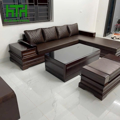 BỘ SOFA GÓC GỖ SỒI MẪU CHÂN PHÁO CÁNH TIÊN VẾ TRÁI