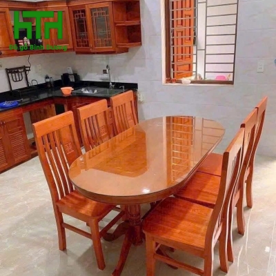 BÀN ĂN GỖ SỒI MẪU OVAN 6 GHẾ 