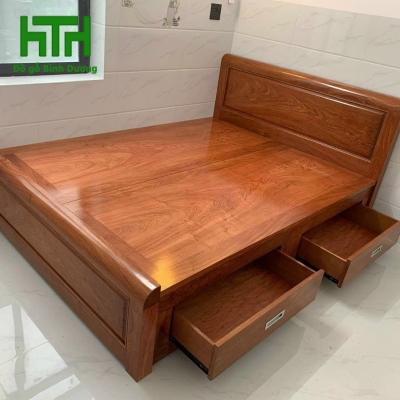 GIƯỜNG GỖ HƯƠNG ĐÁ DÁT PHẢN 1M6 X 2M 