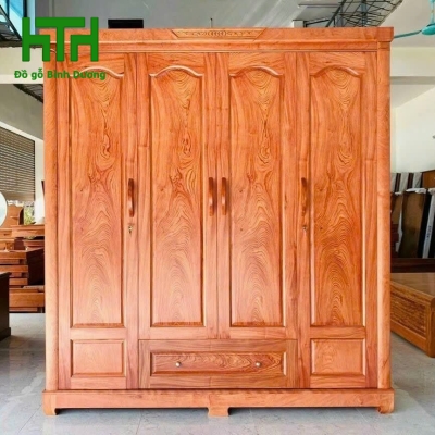 TỦ ÁO GỖ HƯƠNG ĐÁ  4 CÁNH CAO CẤP MẪU TRƠN 