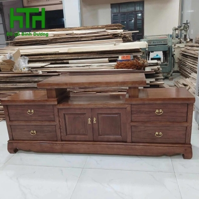 KỆ TI VI GỖ SỒI LAU MÀU ÓC CHÓ 2M 