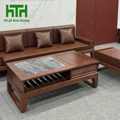 SOFA GỖ SỒI 1 VĂNG CHÂN HƯƠU GỒM 3 MÓN 
