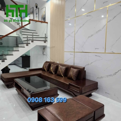 SALON GÓC GỖ SỒI CHÂN THUYỀN VẾ PHẢI 