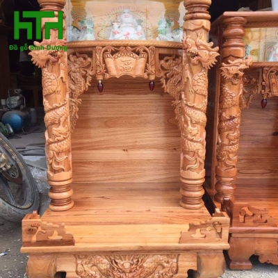 BÀN THỜ ÔNG ĐỊA XOAN ĐÀO CÓ CỘT 