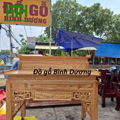 BÀN THỜ 2 TẦNG GỖ GÕ ĐỎ 100% NGANG 1M53
