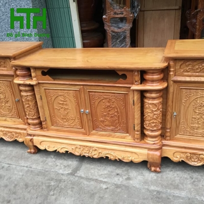KỆ GÕ ĐỎ DÀI 2M CỘT NHO