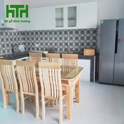 BÀN ĂN 6 GHẾ GỖ SỒI MÀU TỰ NHIÊN 