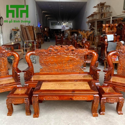BÀN GHẾ GỖ TRÀM BÔNG VÀNG CỘT 12