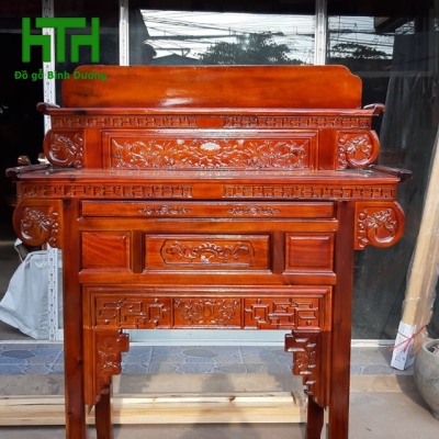 BÀN CÚNG 2 TẦNG GỖ TRÀM BÔNG VÀNG 1M27