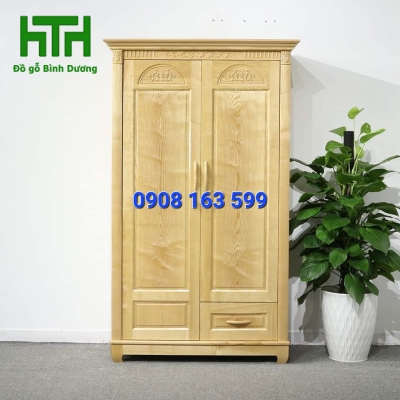 TỦ ÁO GỖ SỒI NGA 2 CÁNH 1M2