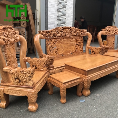 SALON GÕ ĐỎ CỘT 12 TỰA LỚN TAY NGHÊ LỚN 