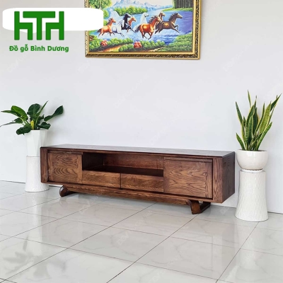 KỆ TI VI GỖ SỒI LAU MÀU ÓC CHÓ  2M 