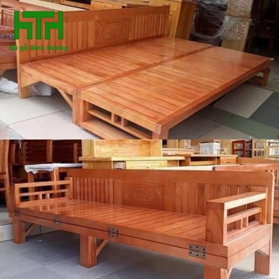 GIƯỜNG GẤP GỖ TỰ NHIÊN 1M6  X 2M 