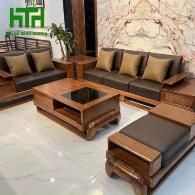 SALON GÓC 2 VĂNG LAU MÀU ÓC CHÓ  VẾ PHẢI 