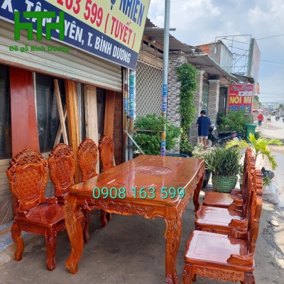 BỘ BÀN GỖ TRÀM BÔNG VÀNG 8 GHẾ  