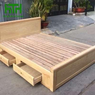 GIƯỜNG GỖ SỒI HỌC KÉO 1M6 X 2M 