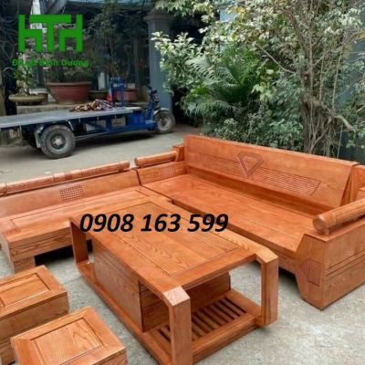 BỘ SOFA GÓC  GỖ SỒI MẪU KIM CƯƠNG 