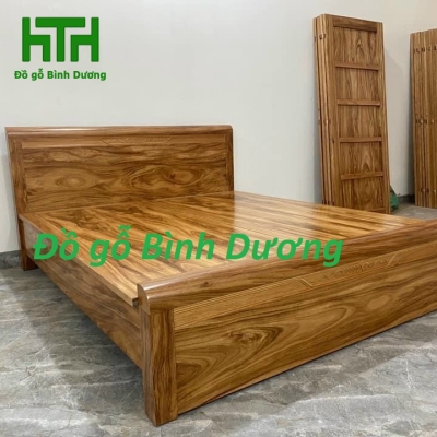 GIƯỜNG GỖ HƯƠNG XÁM DÁT PHẢN 1M6 X 2M 