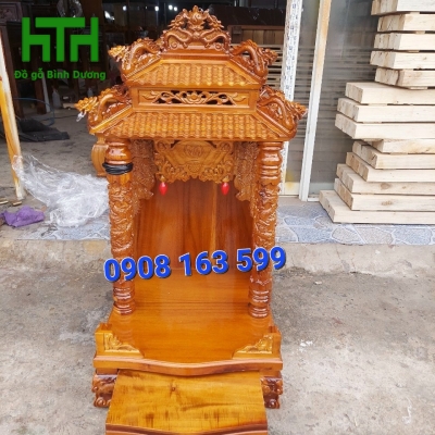 Bàn thờ ông địa mái ngói 50 gỗ tràm bông vàng 