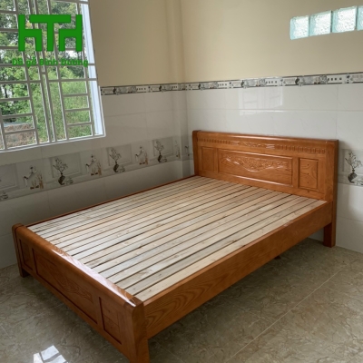 GIƯỜNG NGỦ GỖ SỒI NHẬP 1M6 X 2M MÀU XOAN 