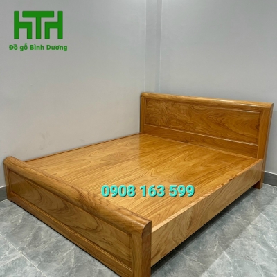 GIƯỜNG GỖ GÕ ĐỎ DÁT PHẢN  1M8 X 2M