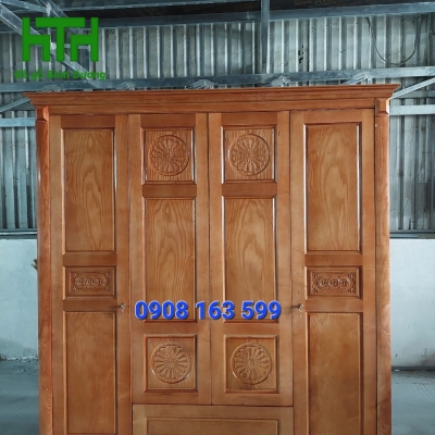 TỦ ÁO GỖ SỒI NGA 4 CÁNH 