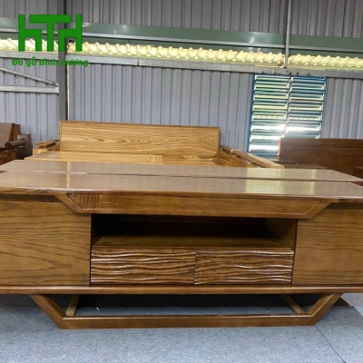 KỆ TI VI GỖ SỒI NGANG 2M LAU MÀU ÓC CHÓ 