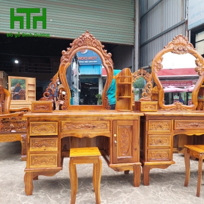 Bàn trang điểm gỗ tràm bông vàng  1m1 