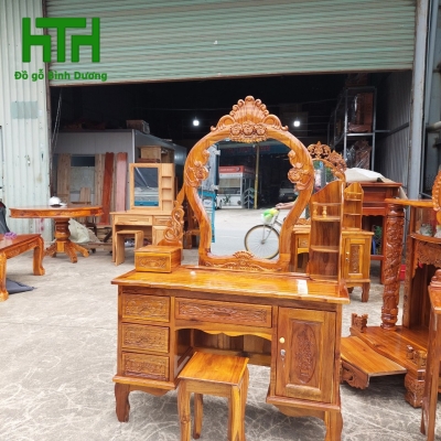 Bàn trang điểm gỗ tràm bông vàng kt 1m1 