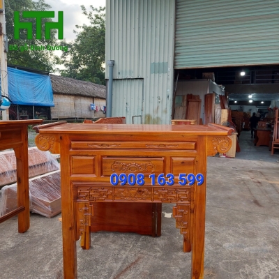 Bàn thờ gia tiên ngang 1m27 gỗ tràm bông vàng 