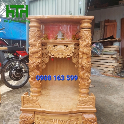 BÀN THỜ ÔNG ĐỊA GỖ GÕ ĐỎ RỒNG CUỘN 60 