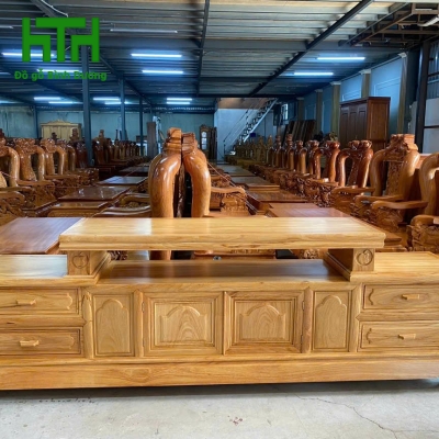 KỆ TI VI GỖ GÕ ĐỎ MẪU NHÔ TRƠN 2M 
