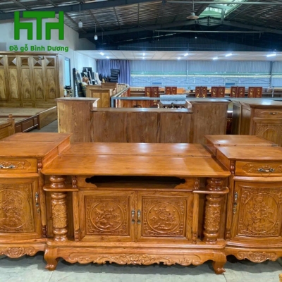 KỆ TI VI GỖ HƯƠNG ĐÁ NGANG 2M  
